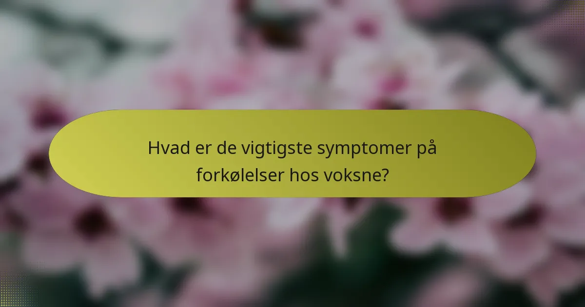 Hvad er de vigtigste symptomer på forkølelser hos voksne?