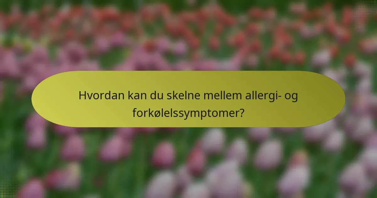 Hvordan kan du skelne mellem allergi- og forkølelssymptomer?