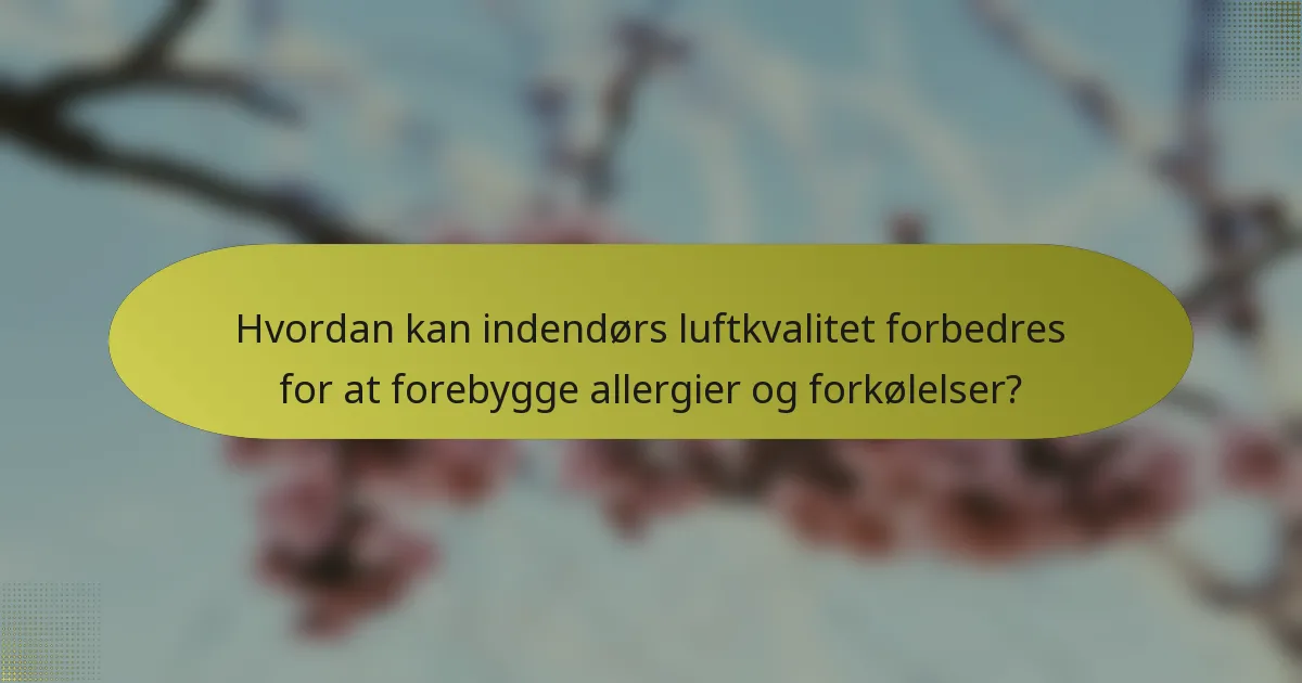Hvordan kan indendørs luftkvalitet forbedres for at forebygge allergier og forkølelser?